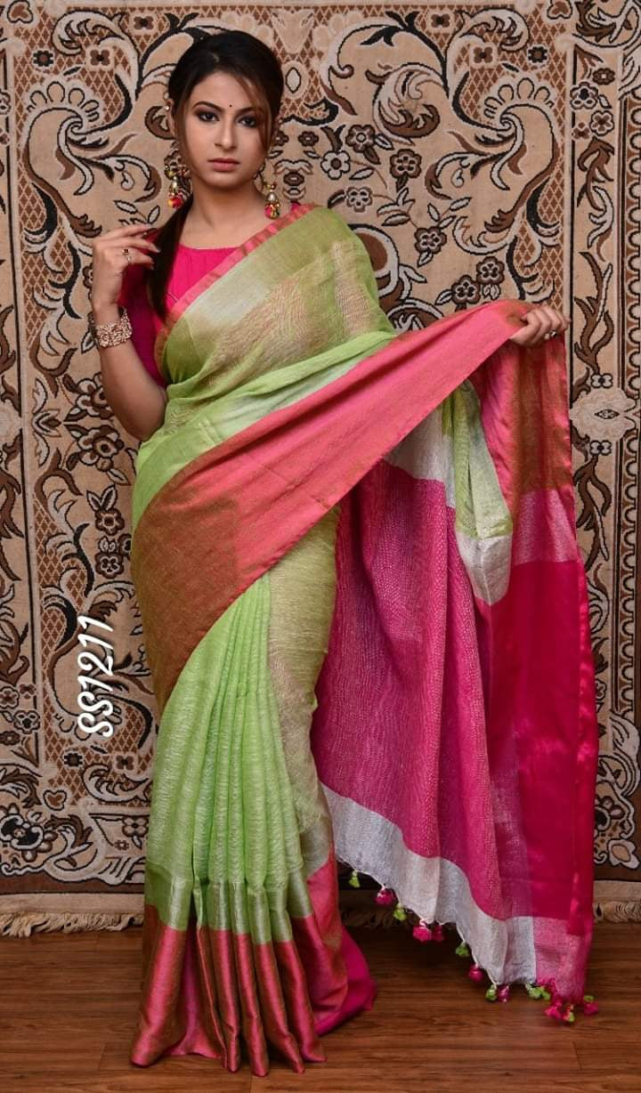 Handloom Linen saree - Linen Saree