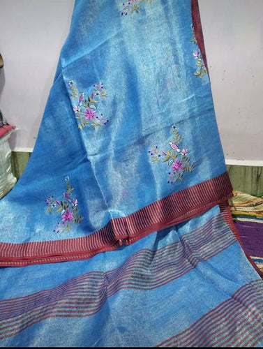 Pure Tissue Linen Sarees