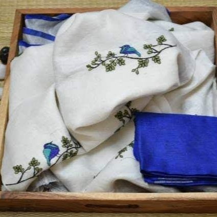 Handloom Linen by Linen Embroidered Sarees