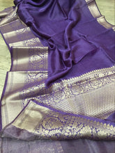 Load image into Gallery viewer, Banarasi Handloom Linen Silk Sarees