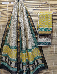 Hand Block Printed  Maheswari Silk Suits