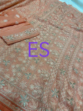 Load image into Gallery viewer, Pure Georgette Chikankari Saree