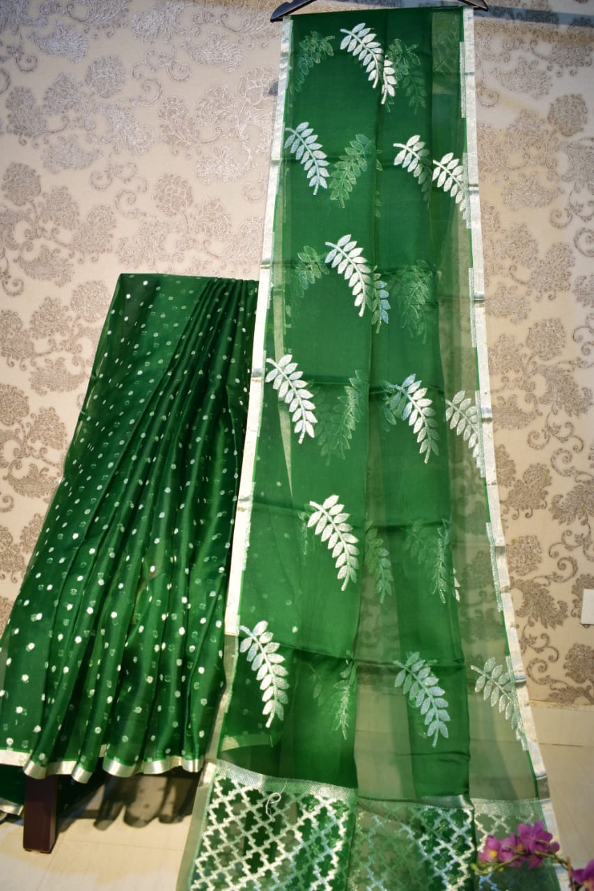 EXCLUSIVE SOLID KORA ORGANZA SAREE