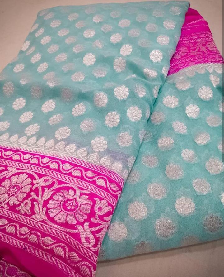 What Is Khaddi Silk Georgette Banarasi Saree? | Handloom Pure Silk Banarasi  sarees, elegant dupatta, handwoven lehanga and suits