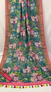 Exclusive Handloom  Linen Digital Print Saree