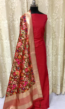 Load image into Gallery viewer, Beautiful Banarasi Silk Suits with Multicolour Woven Duppatta
