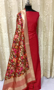 Beautiful Banarasi Silk Suits with Multicolour Woven Duppatta