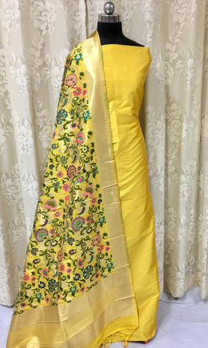 Beautiful Banarasi Silk Suits with Multicolour Woven Duppatta