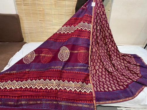 Pure Maheshwari Handblock Print Saree