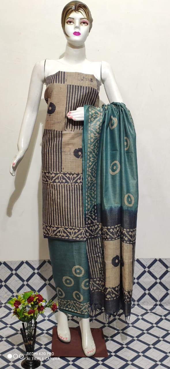 Pure Handloom Khadi Cotton Batik Print Suit 