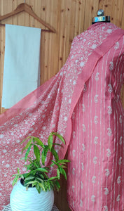 Pure Handloom Katan Silk Embroidered Suits