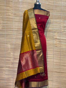Pure Handloom Maheshwari Round Buti Two Piece Suits