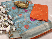 Load image into Gallery viewer, Beautiful Munga Silk  Meenakari Saree