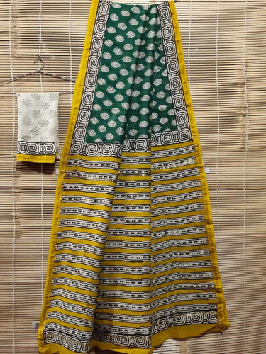 Beautiful Hand Block Print Chanderi Silk Saree