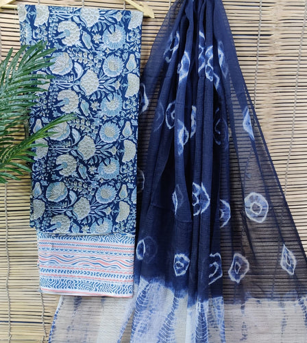 Pure Cotton Hand Block Printed Suit with Kota Doria Duppata