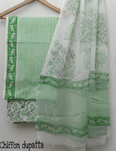 Load image into Gallery viewer, Beautiful Hand Block Print Cotton Suits with Chiffon Dupatta