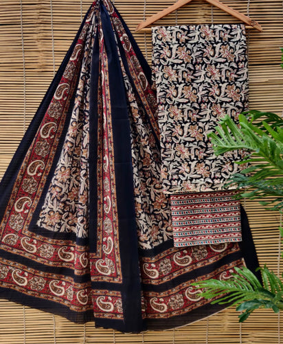 Pure Cotton Hand Block Printed Suit  with Cotton Mul  Dupatta