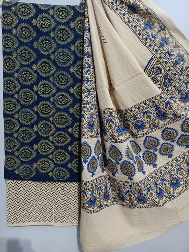 Beautiful Ajrakh Hand Block Printed Cotton Suit