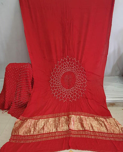 Beautiful Modal Silk Bandhani Saree with Tissue Pallu