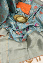 Load image into Gallery viewer, Beautiful Munga Silk  Meenakari Saree