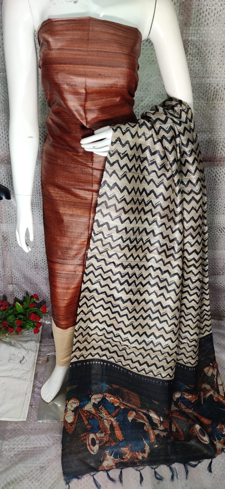 Beautiful Handloom Tusser Ghicha Silk Suit