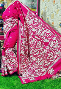Beautiful Soft Blended Bangalore Silk Kathastitch Saree