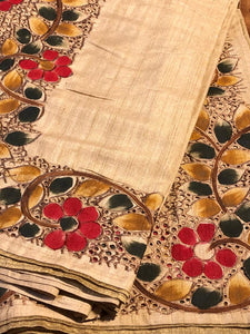Beautiful Tussar Silk Cutwork Saree