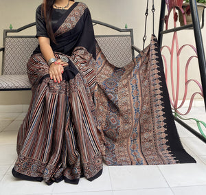 Ajrakh Block Printed
Modal Silk  Sarees