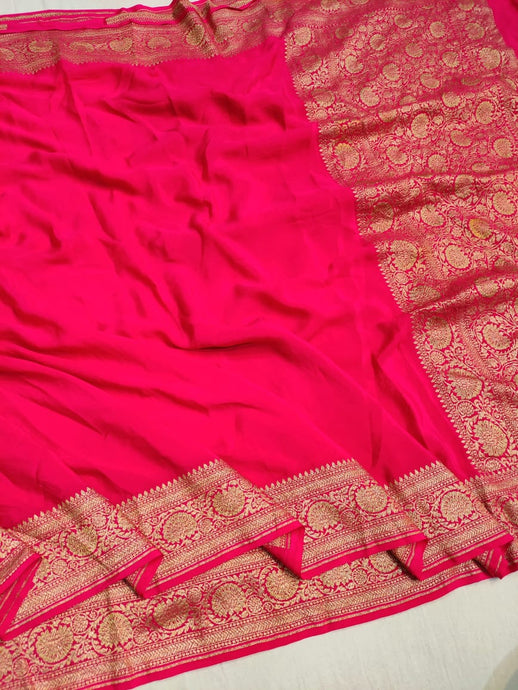 Beautiful Banarasi Pure Chiffon Georgette Handloom Saree