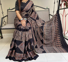 Load image into Gallery viewer, Ajrakh Block Printed
Modal Silk  Sarees