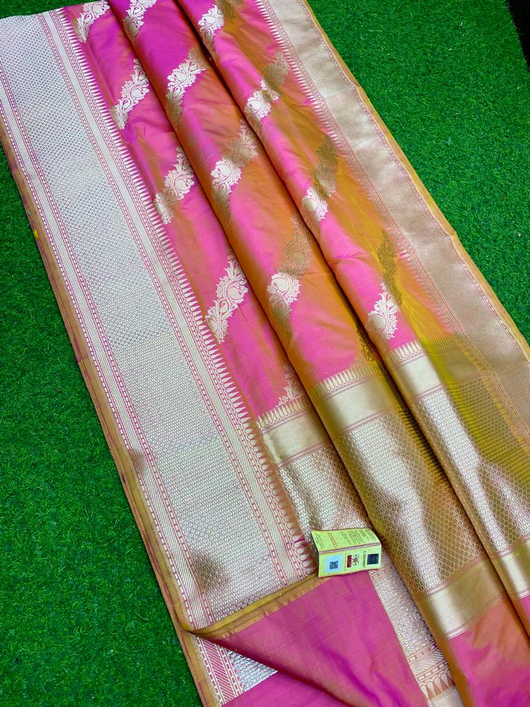 Banarasi Handloom Pure Katan Silk Kadyal Hand Weaved Sarees