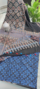 Ajrakh Block Printed Beautiful Modal Silk Saree*
