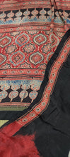 Load image into Gallery viewer, Beautiful  Natural Ajrakh Hand Block Print Modal Silk  Maroon Saree