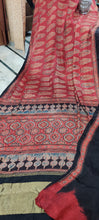 Load image into Gallery viewer, Beautiful  Natural Ajrakh Hand Block Print Modal Silk  Maroon Saree