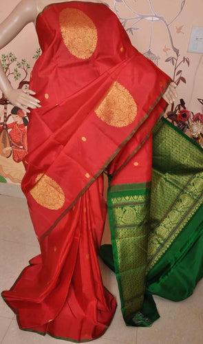 Two Gram Gold Zari Weaving Pure Handloom Silk Sarees