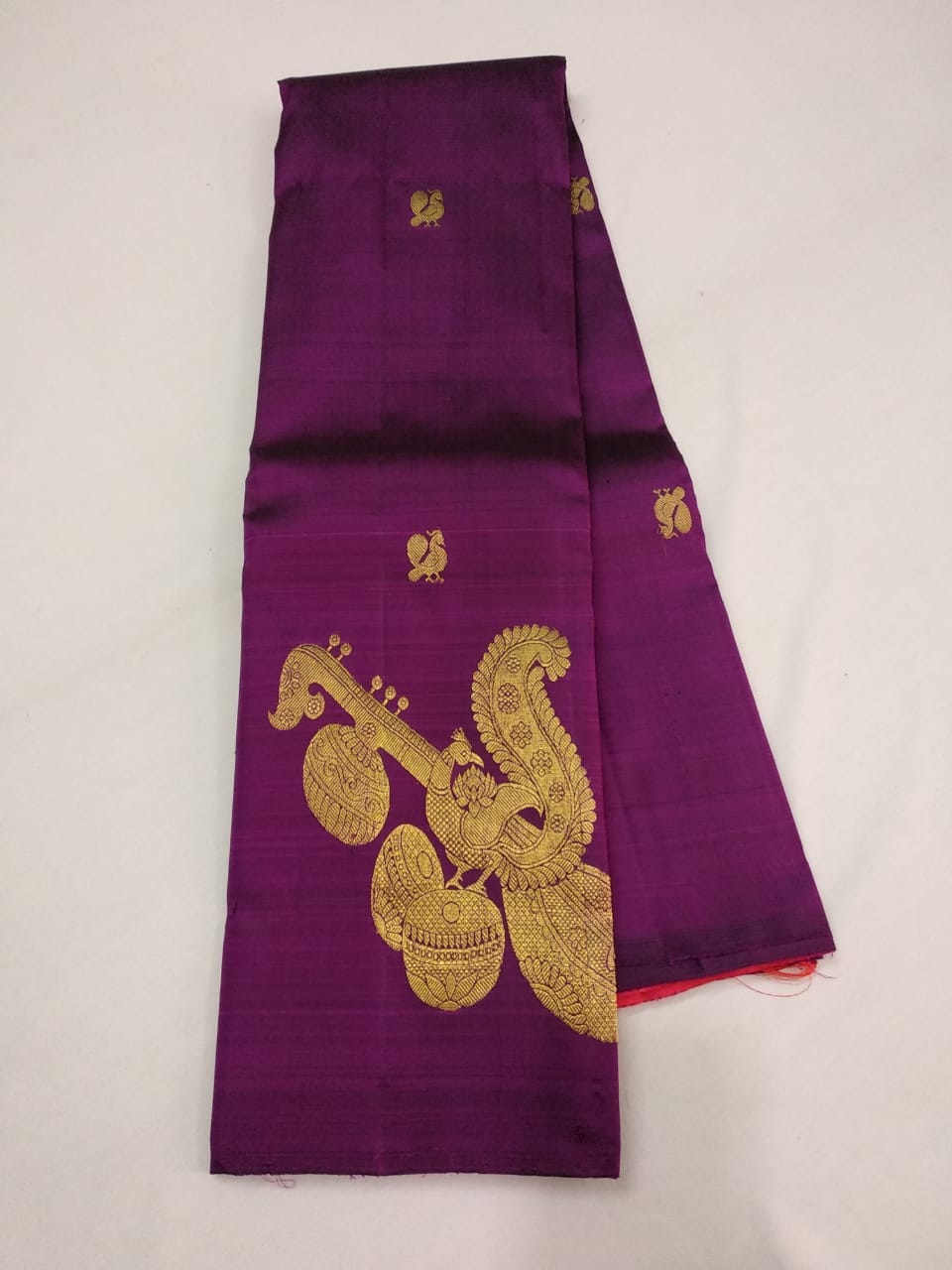 Two Gram Gold Zari Weaving Pure Handloom Silk Sarees