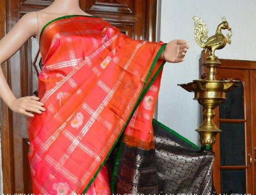 Two Gram Gold Zari Weaving Pure Handloom Silk Sarees
