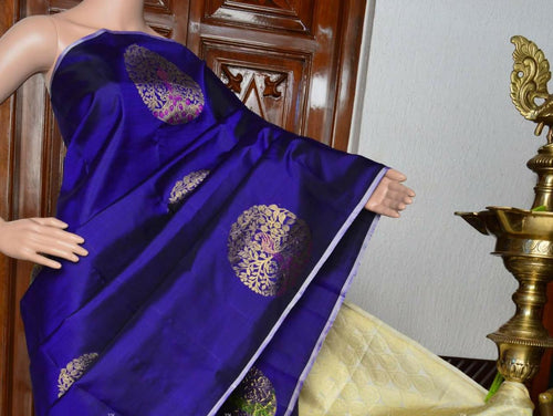 Two Gram Gold Zari Weaving Pure Handloom Silk Sarees