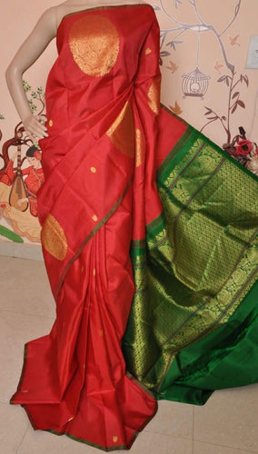 Two Gram Gold Zari Weaving Pure Handloom Silk Sarees