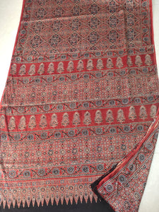 Natural Ajrakh Handloom Print Modal Silk Saree