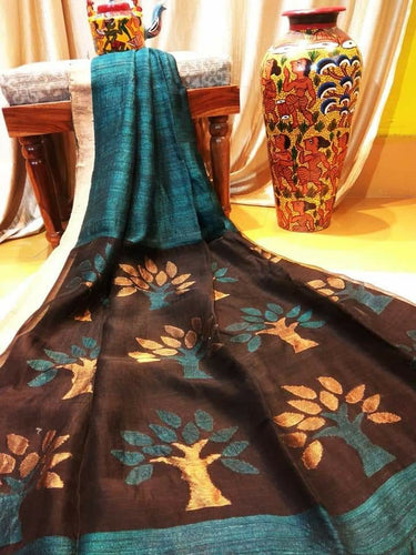Handloom Pure Matka Maslin Jamdani Saree