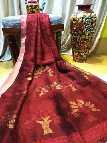 Handloom Pure Matka Maslin Jamdani Saree