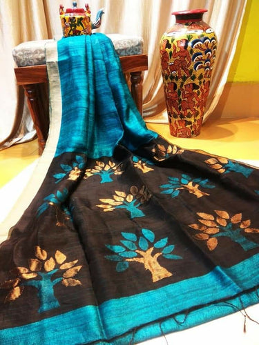 Handloom Pure Matka Maslin Jamdani Saree