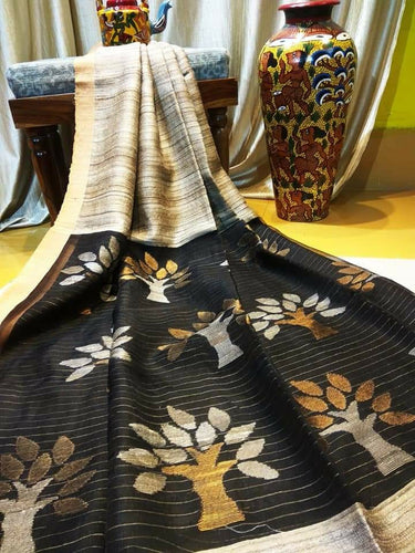 Handloom Pure Matka Maslin Jamdani Saree