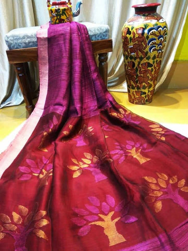 Handloom Pure Matka Maslin Jamdani Saree