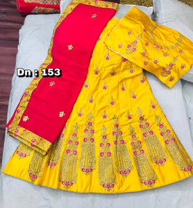 Satin Silk Embroidered Lehenga