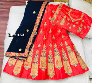 Satin Silk Embroidered Lehenga